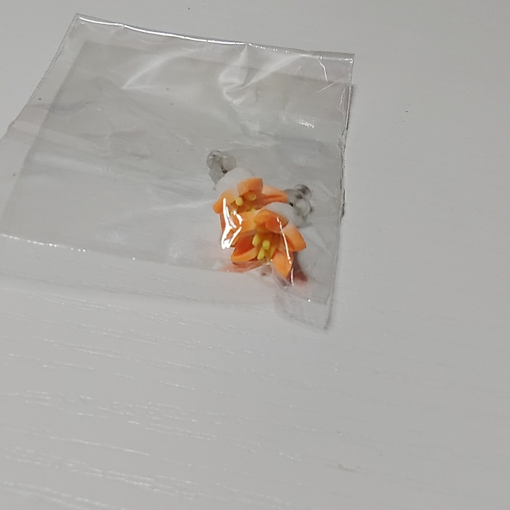 Orange and White Flower Earrings